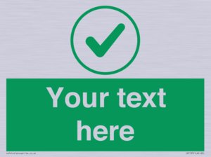 Custom green background, green tick in circle sign